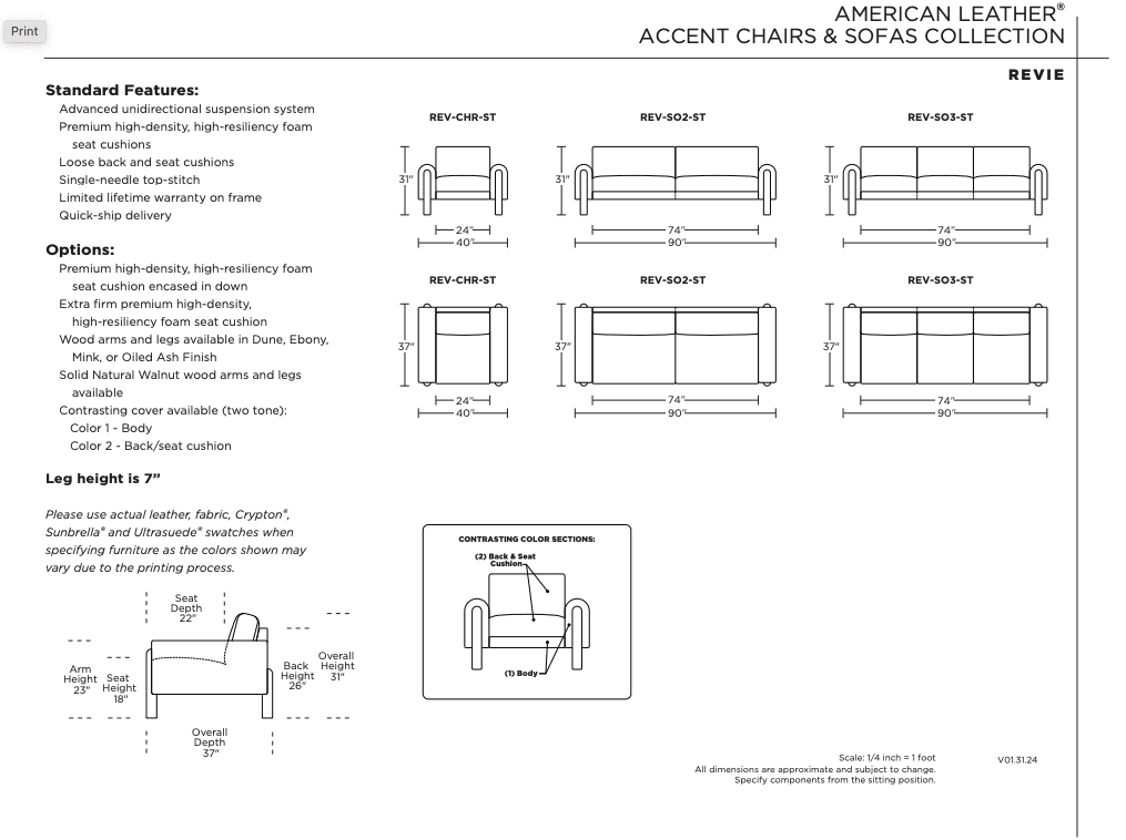 American Leather Revie Sofa - Image 4