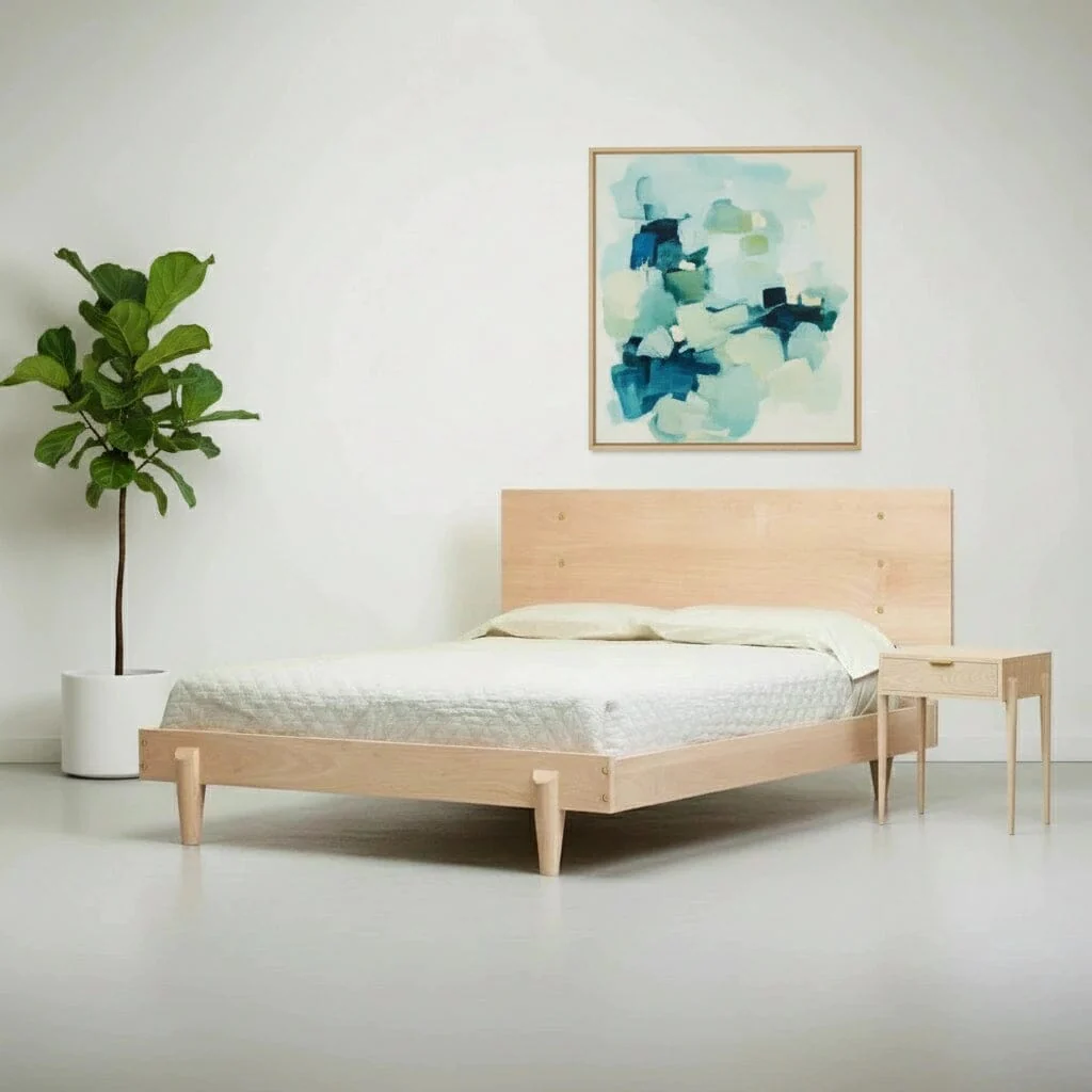 Apollo Platform Bed - Solid Wood Modern Bed Frame Maple - Image 2