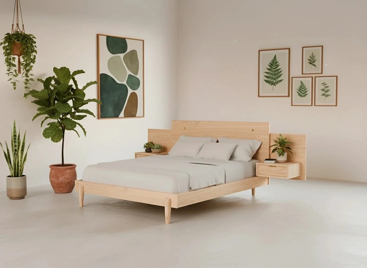 Apollo Platform Bed with Integrated Tables Maple - Image 3