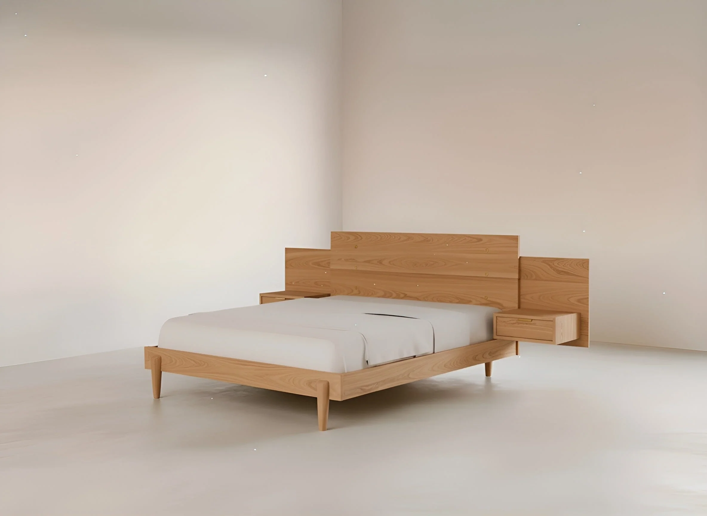 Apollo Platform Bed with Integrated Tables White Oak - Image 4