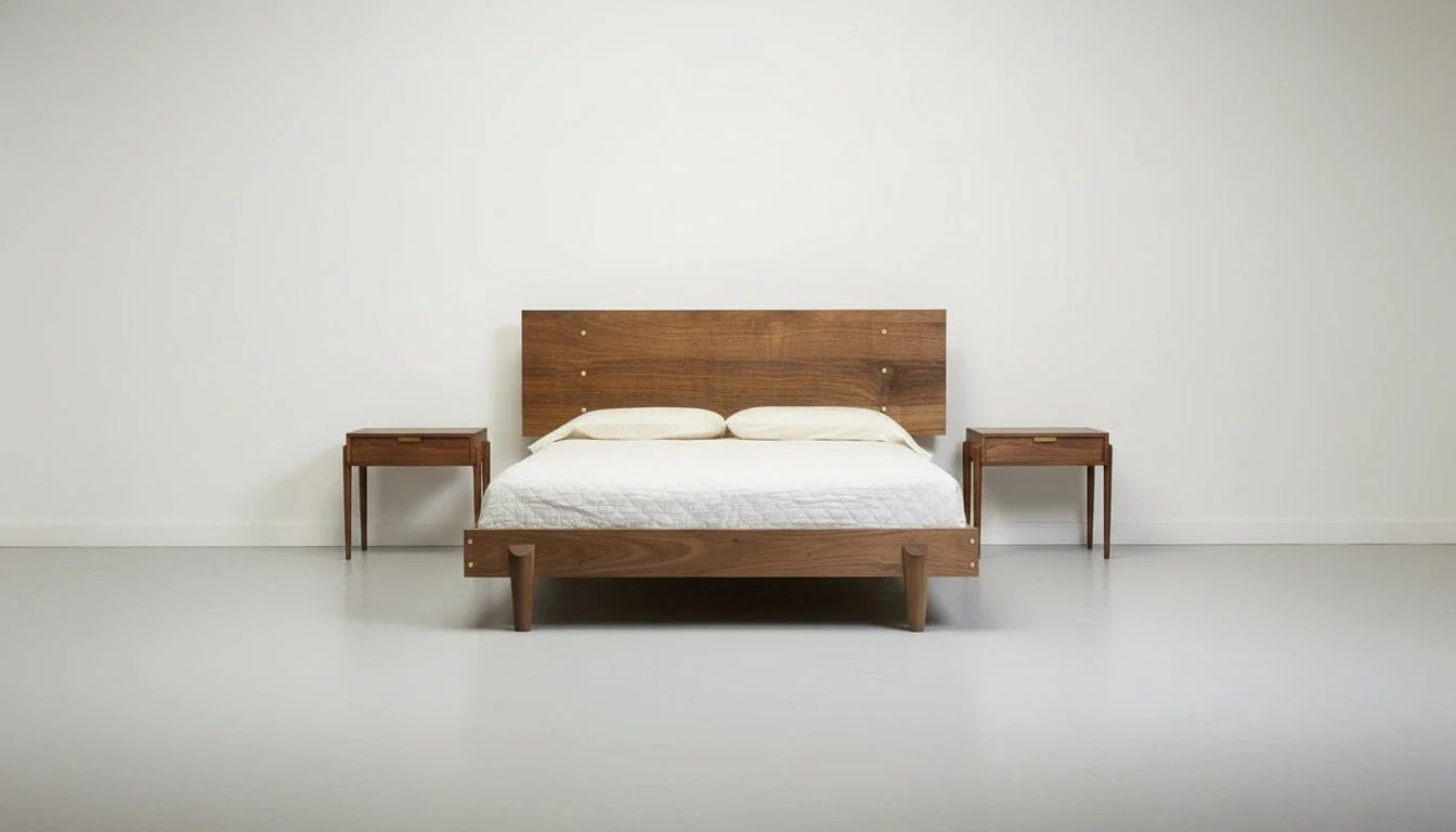 Apollo Platform Bed - Solid Wood Modern Bed Frame Walnut - Image 3