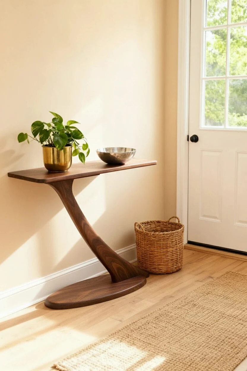 Cantilever Console Hall Table - Walnut - Image 3
