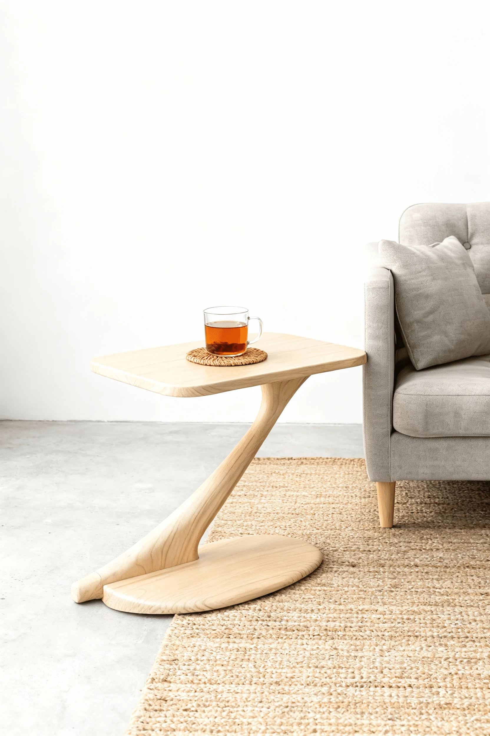 Cantilever Side Table Solid Wood Handmade - Maple - Image 3