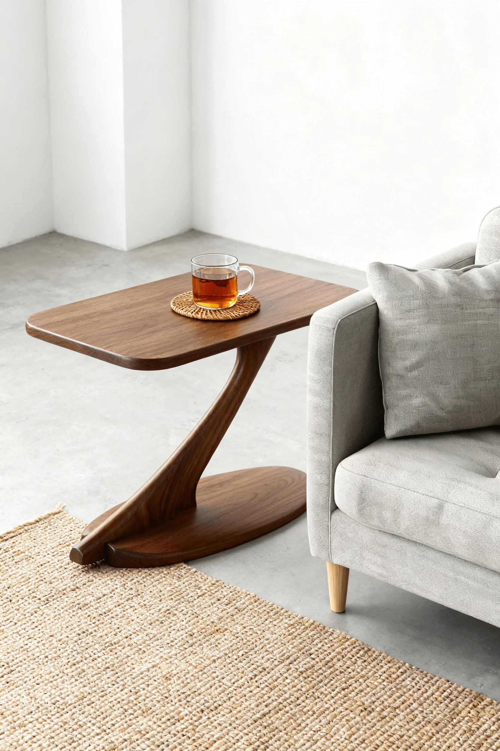 Cantilever Side Table Solid Wood Handmade - Walnut - Image 5