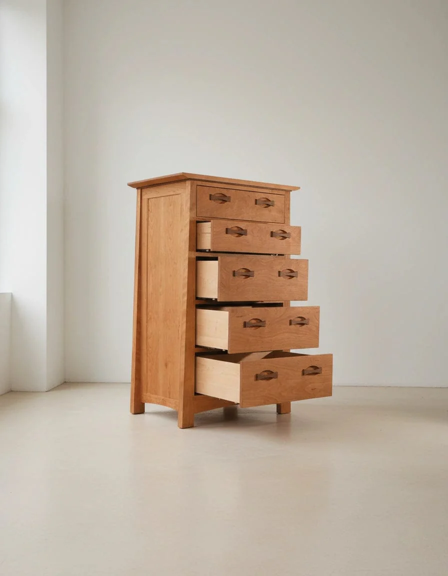 Enso 5-Drawer Upright Dresser - Handmade Solid Wood Chest | Cherry - Image 5