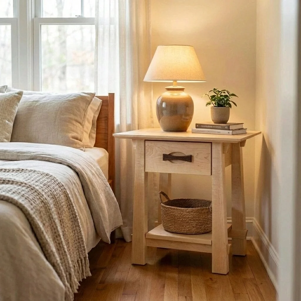 Enso Side Table with Drawer in Maple - Solid Wood | Columbus - Image 3