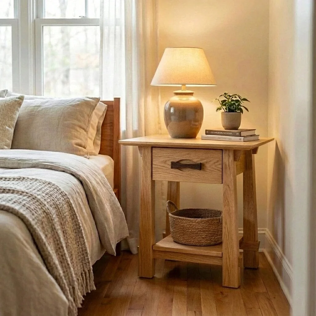 Enso Side Table with Drawer in White Oak - Solid Wood | Colu - Image 3