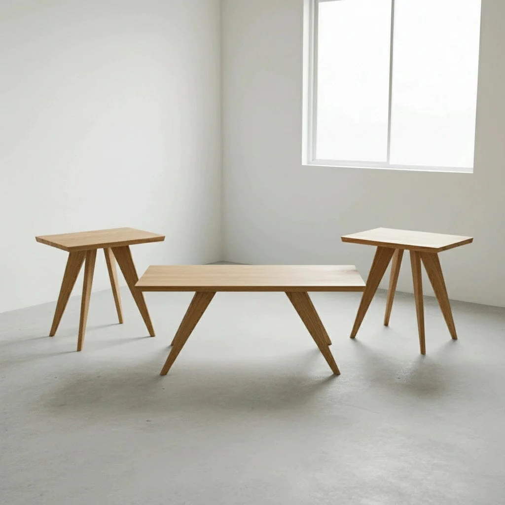 Essentials Solid Wood Side Table White Oak - Image 3