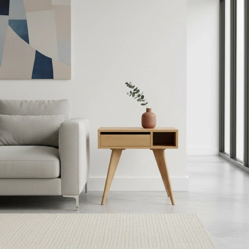 Mid-Century Modern Side Table - White Oak - Image 3