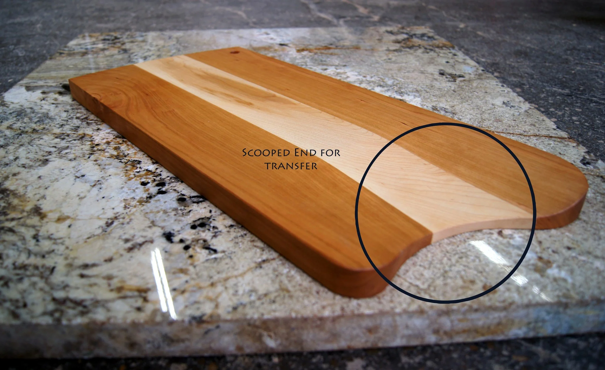 Mixed Wood Cutting Board with Integrated Bowl Scoop - Image 3