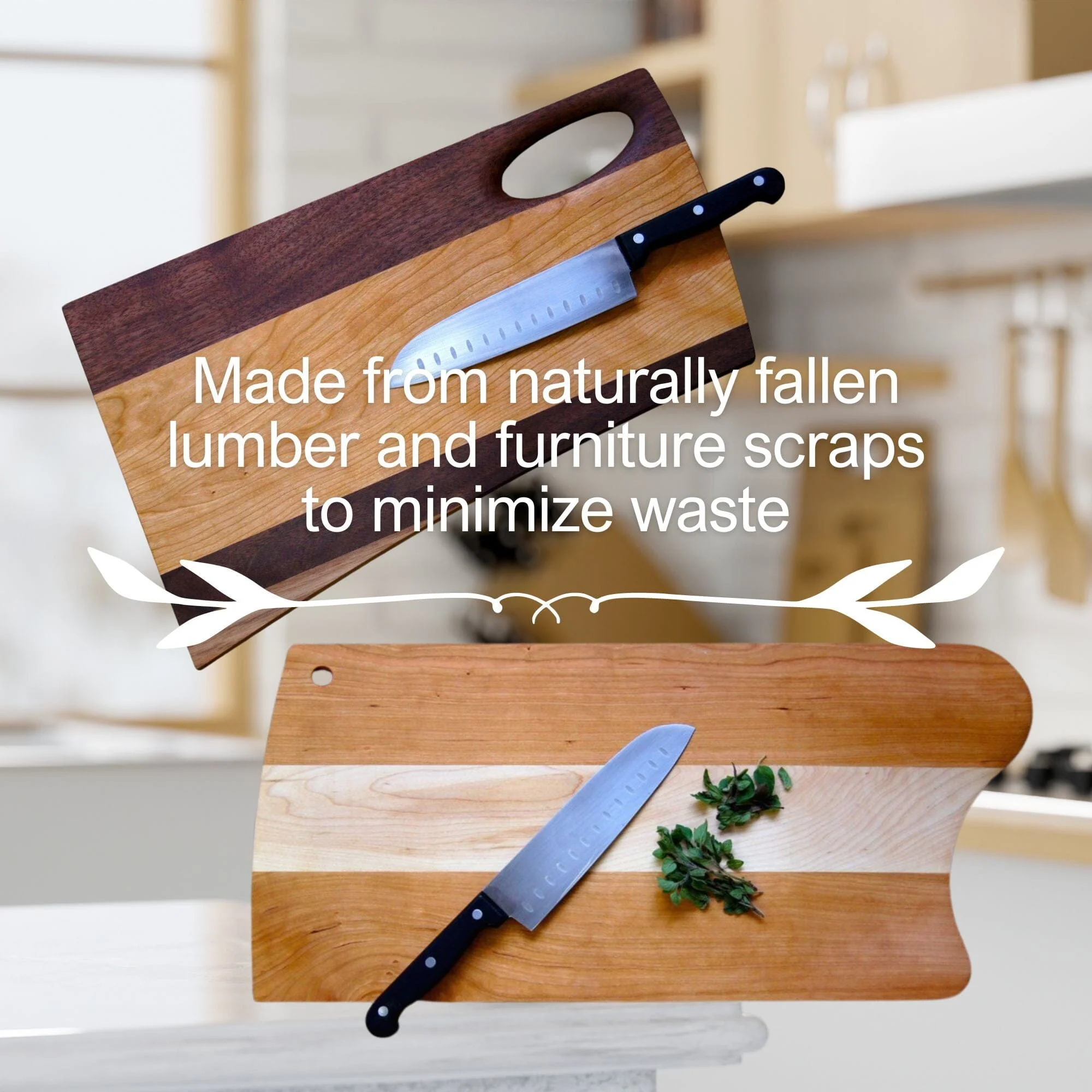 Mixed Wood Cutting Board with Integrated Bowl Serving Tray Large - Image 3