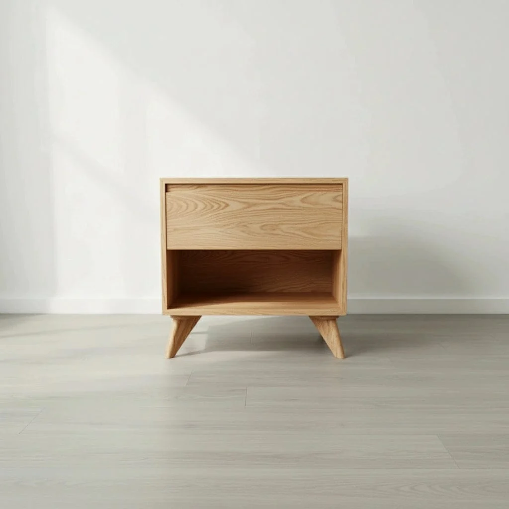 Modern Cube Side Table in White Oak - Solid Wood | Columbus