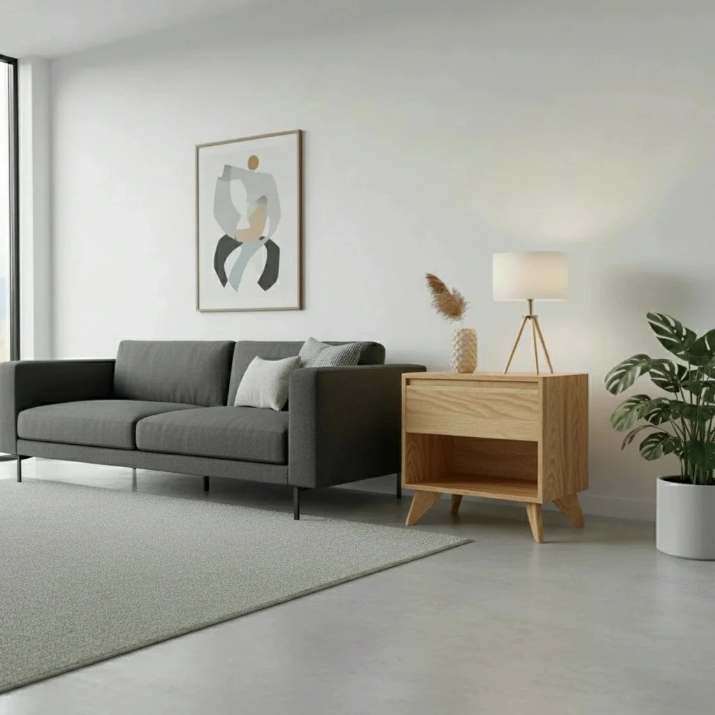 Modern Cube Side Table in White Oak - Solid Wood | Columbus - Image 2