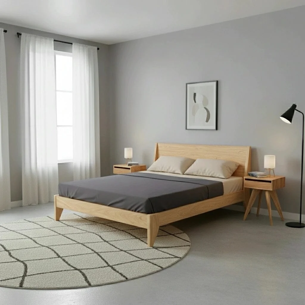 Modern TWO Platform Bed in Maple - Solid Wood | Columbus OH - Image 2