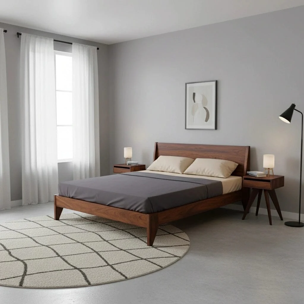 Modern TWO Platform Bed in Walnut - Solid Wood | Columbus OH - Image 2
