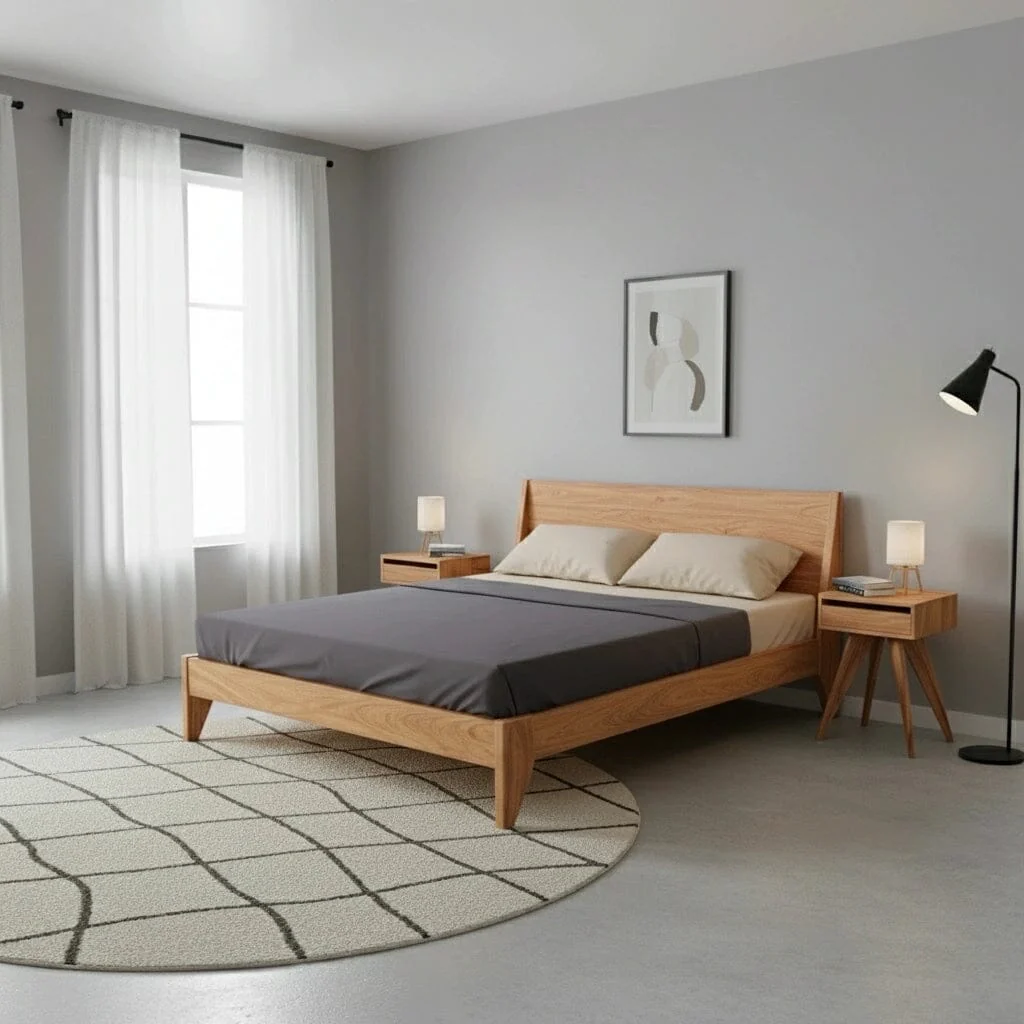 Modern TWO Platform Bed in White Oak - Solid Wood | Columbus - Image 2