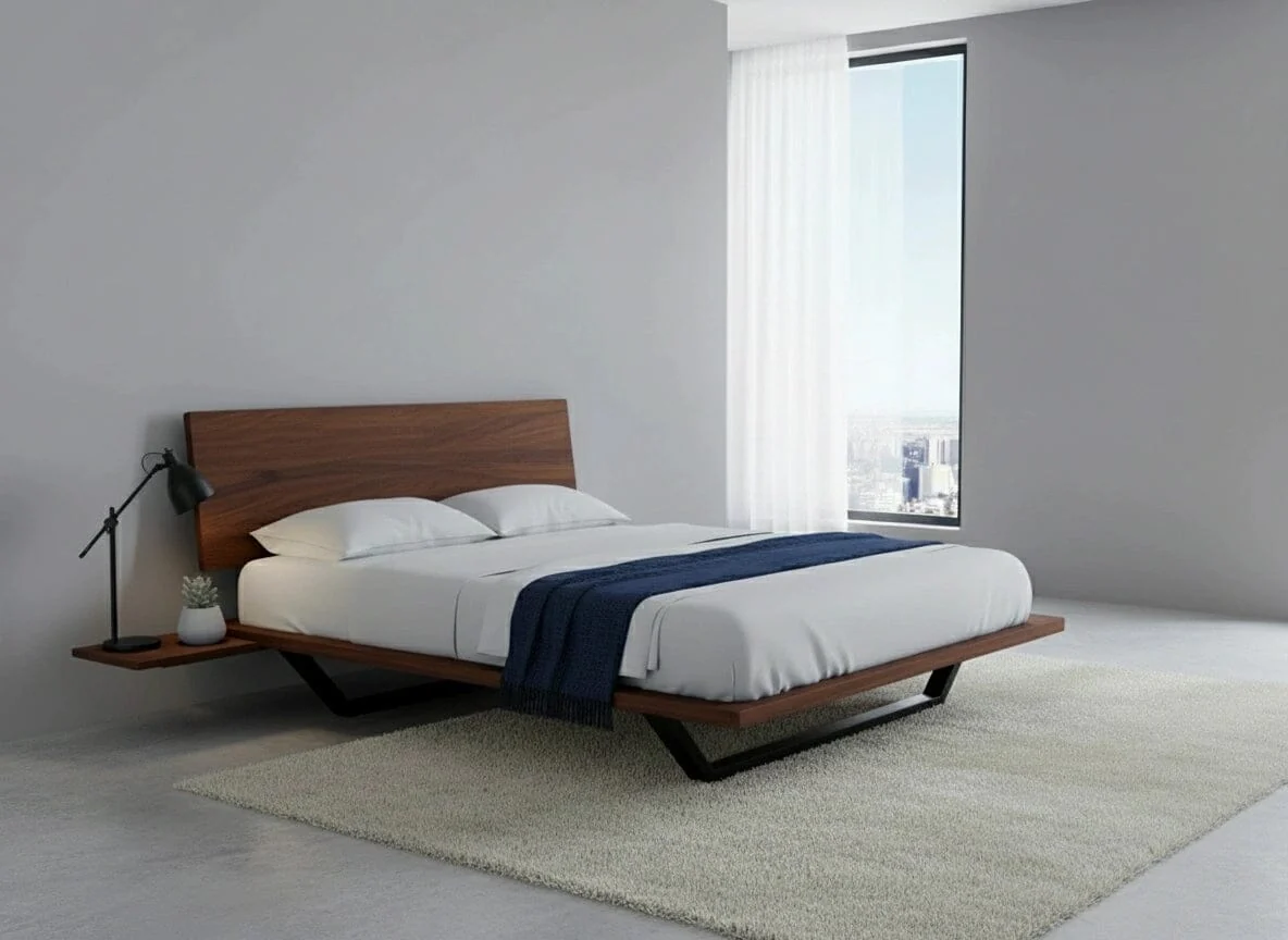 Nelson Solid Wood Platform Bed Frame | Premium Dark Hardwood | Walnut - Image 3